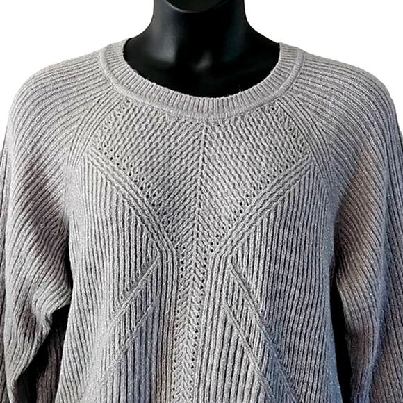 NWOT Apt. 9 Plus 2X Gray Ribbed Crewneck Pullover Sweater Silver Knit Women’s - Picture 4 of 6